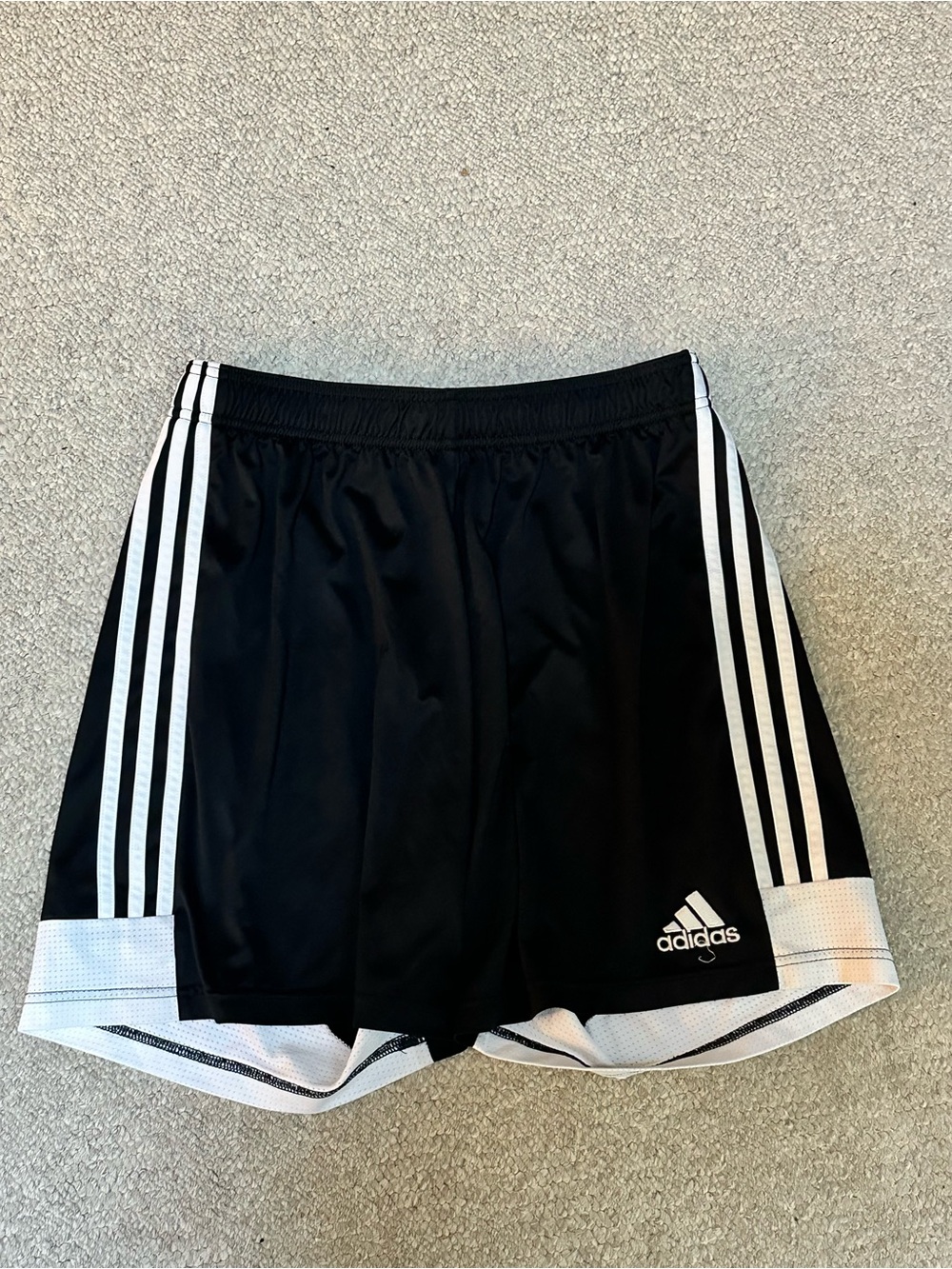 Adidas Men’s Black Athletic Shorts with White Stripes